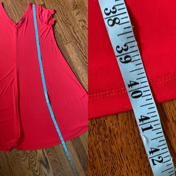Roaman’s Red Swing Dress Plus Size 14/16 V-Neck Short Sleeve A-Line Midi - Picture 15 of 17